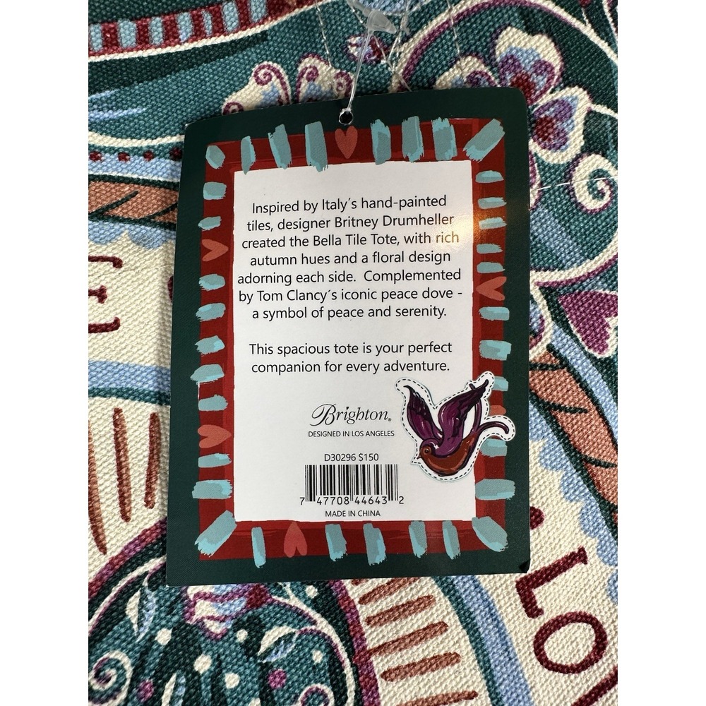 Brighton‎ Bella Tile Tote Love Is All You Need Canvas Bag NWT - Picture 3 of 9
